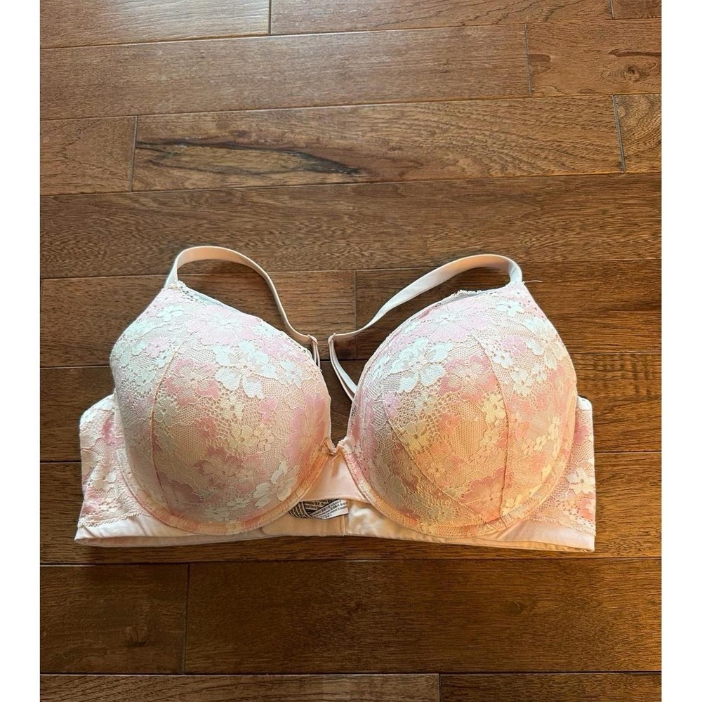 Victoria's Secret Perfect Shape Underwire Pink Floral Lace Push-Up Bra 40D